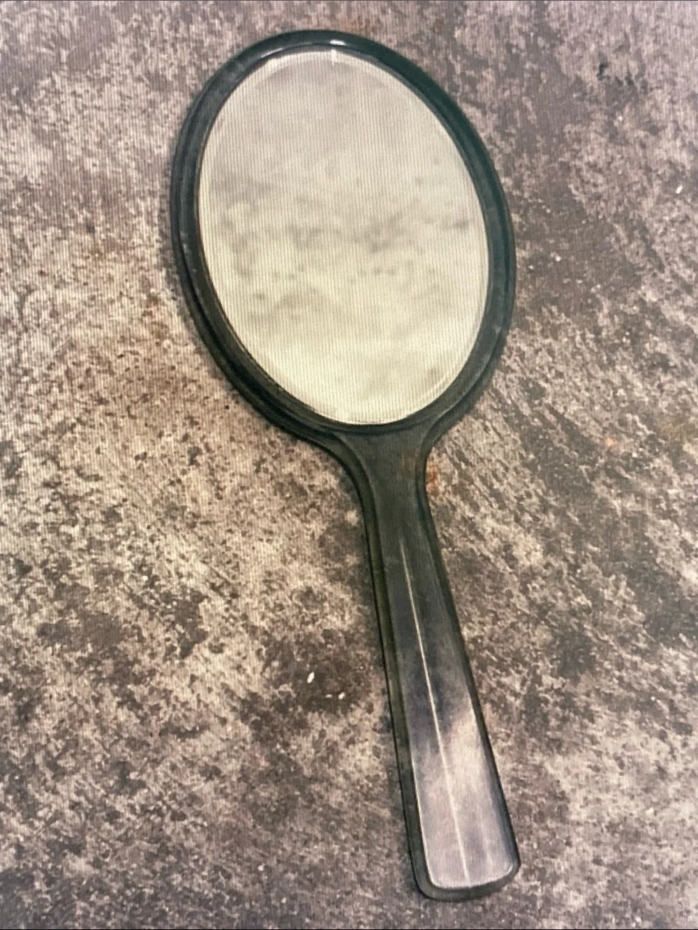 Classic Black Hand Mirror with Gold Accent